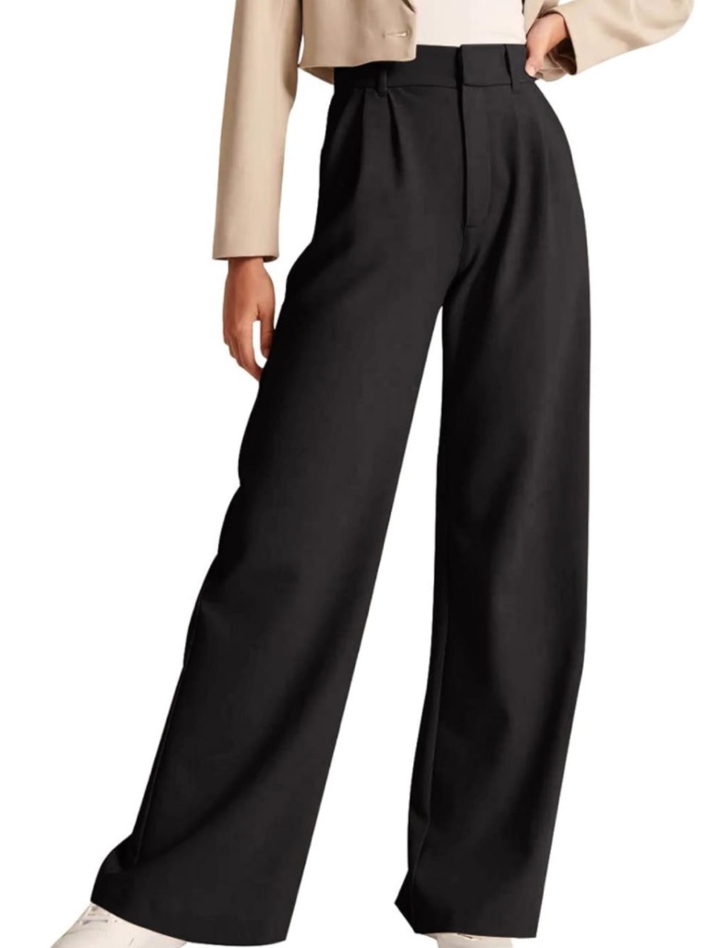High waist wide leg black dress pants